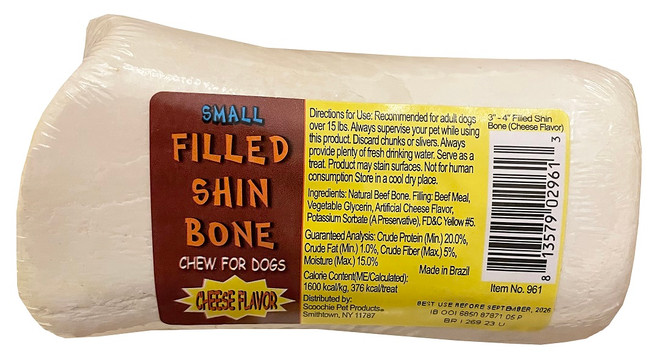 3-4 Inch Cheese Stuffed White Shin Bone with UPC