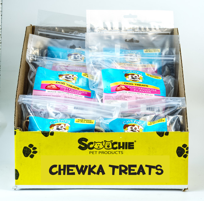 Chewka Dog Treats - Porterhouse Flavor 13.5 oz Large PDQ of 12