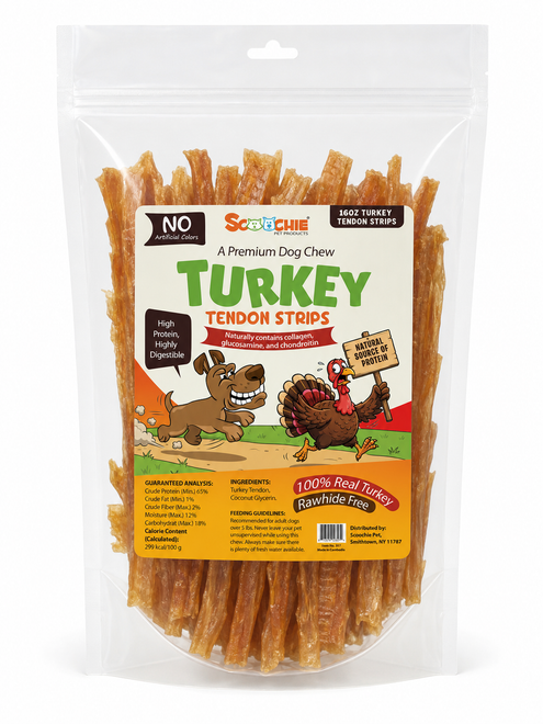 16 Ounce Turkey Tendon Strips Bag with Sticker