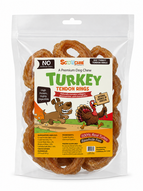 8 Ounce Turkey Tendon Rings Bag with Sticker