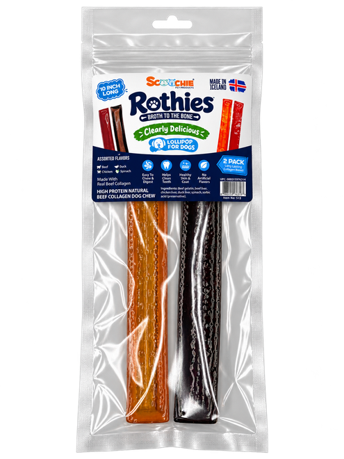 Rothies Scoochie 10" 2 Pk Scoochie Broth To The Bone Clear Collagen Chew
