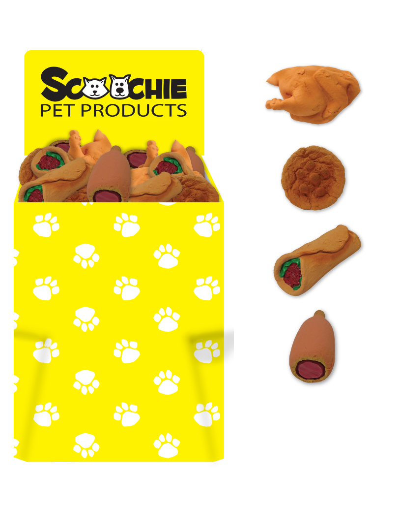 Dump Bin Of Scochie Latex Foods Chicken, Cookie, Burrito & Corn