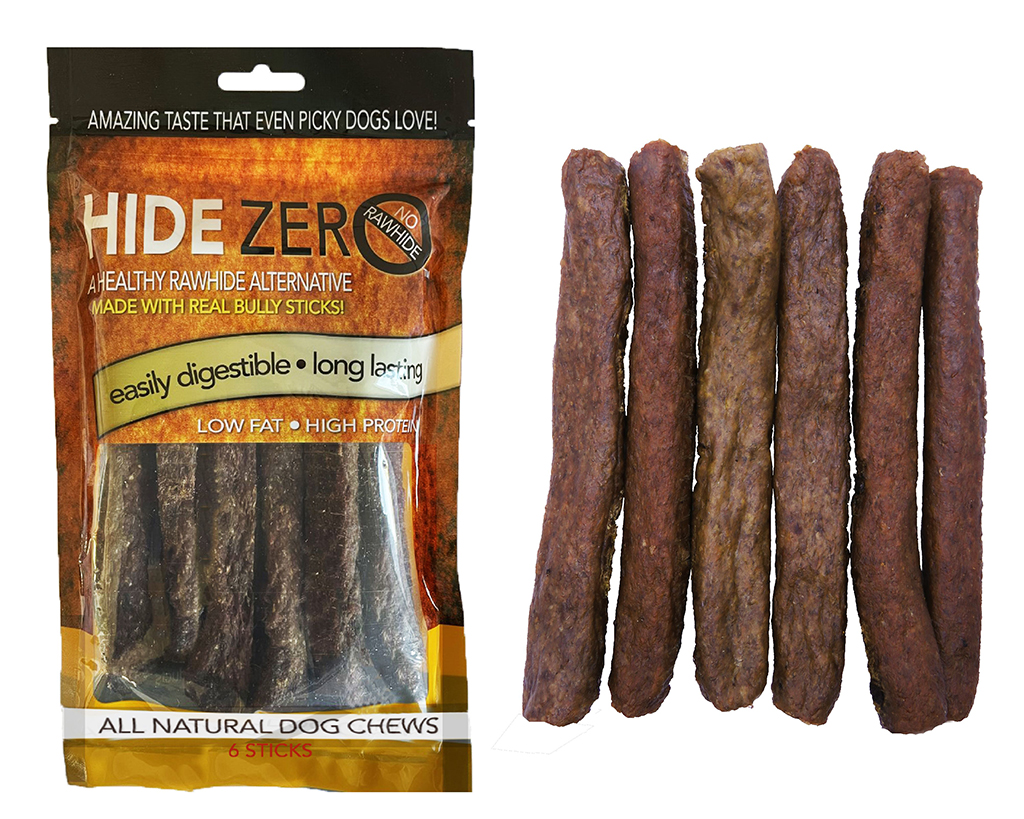 Hide Zero 6 Inch 6 Pack Bully Flavored Rawhide Alternative Chew in