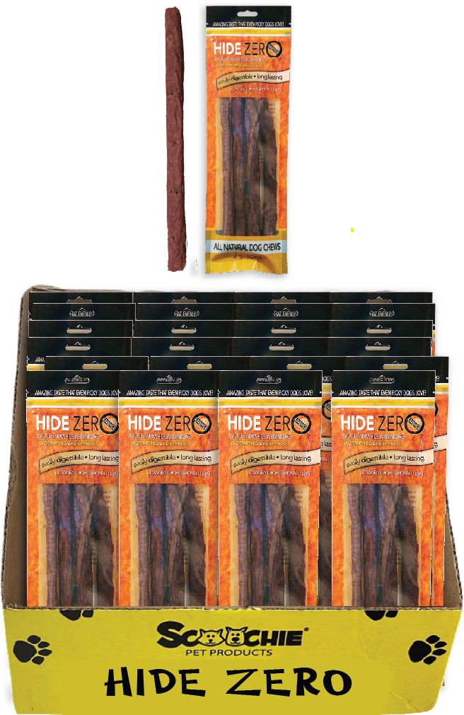 Hide Zero 10 Inch 4 Pack Bully Flavored Rawhide Alternative Chew