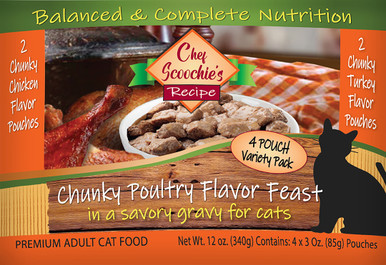 Chef Scoochies 4 Pack 3 Ounce Cat Food Poultry Pack