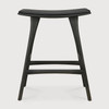 Ethnicraft Osso Black Oak & Leather Counter Stool