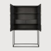 Ethnicraft Black Carved Tall Storage Cabinet Graphic 100cm