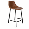 2X Brown Leather Counter Chair 65cm - Franky 2X Brown Leather Counter Chair 65cm - Franky