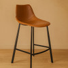 2X Brown Leather Counter Chair 65cm - Franky 2X Brown Leather Counter Chair 65cm - Franky