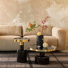 Black High Gloss & Gold Round Side Table - Glam Black High Gloss & Gold Round Side Table - Glam