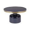 Blue High Gloss & Gold Round Coffee Table - Glam