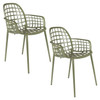 Sage Green Aluminium Pair of 2 Outdoor Chairs - Albert Kuip