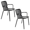 Jet Black Aluminium Pair of 2 Outdoor Armchairs - Vondel