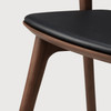 Ethnicraft Bok Dining Chair – Solid Teak with Walnut Finish & Black Leather Seatpad Sculptural Modern Design, FSC Certified