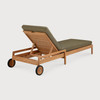 Ethnicraft Teak Outdoor Adjustable Lounger Jack Green Cushions