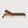 Ethnicraft Teak Outdoor Adjustable Lounger Jack Burgundy Cushions