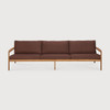 Ethnicraft Teak Outdoor 3 Seat Sofa Jack Burgundy Cushions