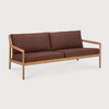 Ethnicraft Teak Outdoor 2 Seat Sofa Jack Burgundy Cushions