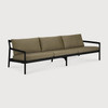 Ethnicraft Teak Black Outdoor 3 Seat Sofa Jack Green Cushions