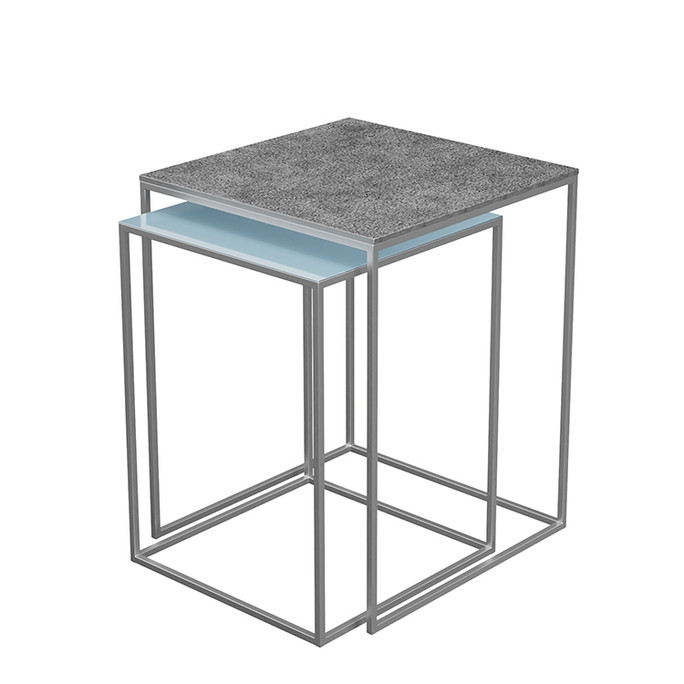 Knightsbridge Square Nesting Side Tables - Antique Nickel