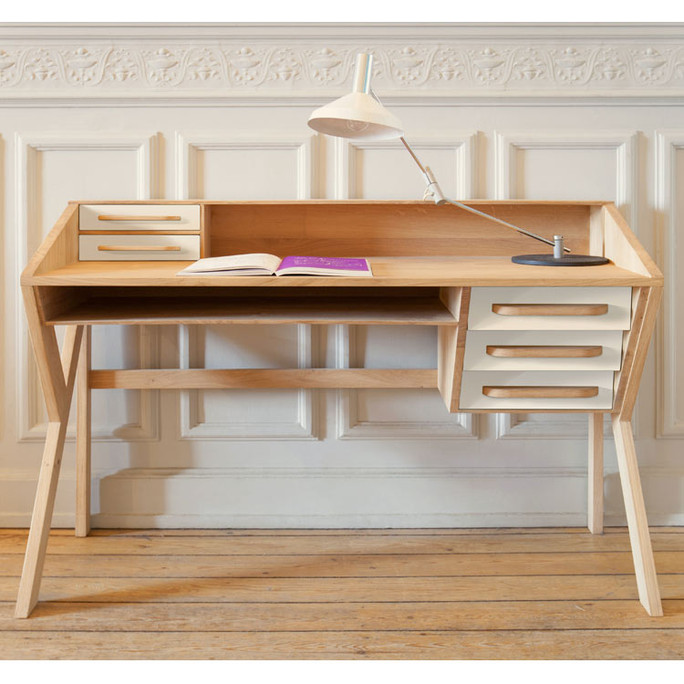 White Origami Oak Desk