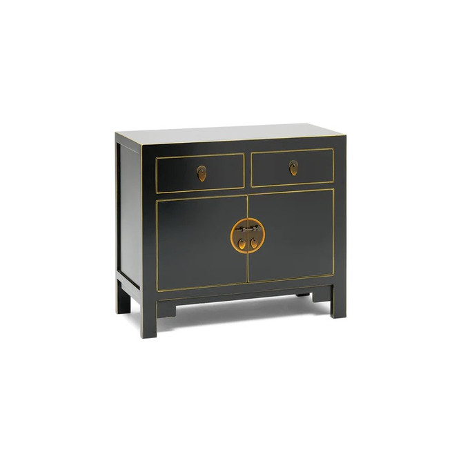 Oriental Small Black Lacquer Sideboard - Qing