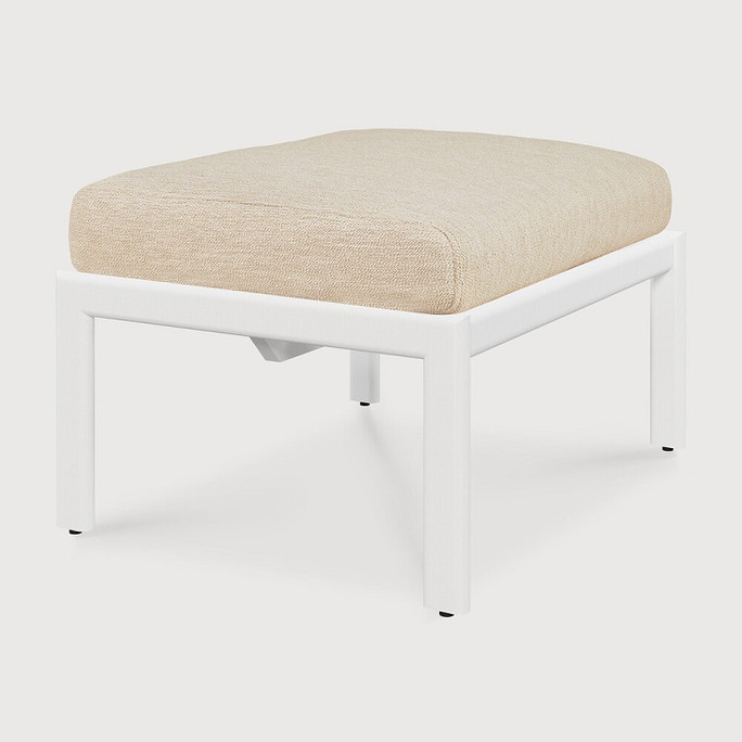 Ethnicraft White Alu Outdoor Footstool Jack Beige Cushion