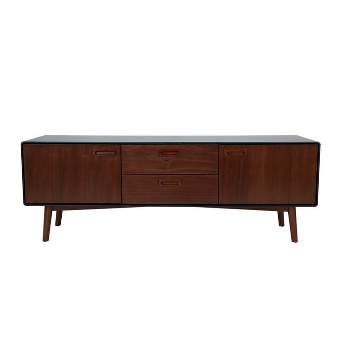 Retro Walnut & Black Low Sideboard -  JuJu