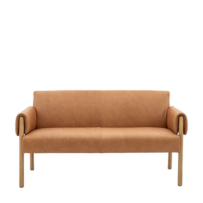 Gallery Direct Stratford Brown Leather 2‑Seater Sofa – Modern