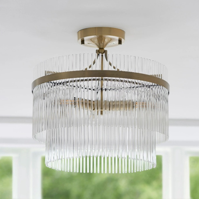 Gallery Direct Marietta Brass 3-Light Ceiling Light