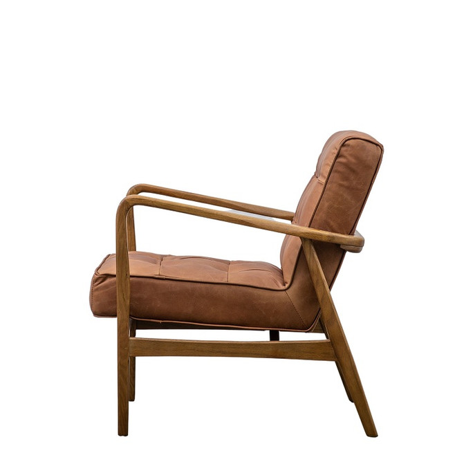 Gallery Direct Humber Vintage Brown Leather Armchair – Modern