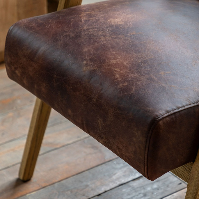 Gallery Direct Neyland Vintage Brown Leather Armchair – Modern