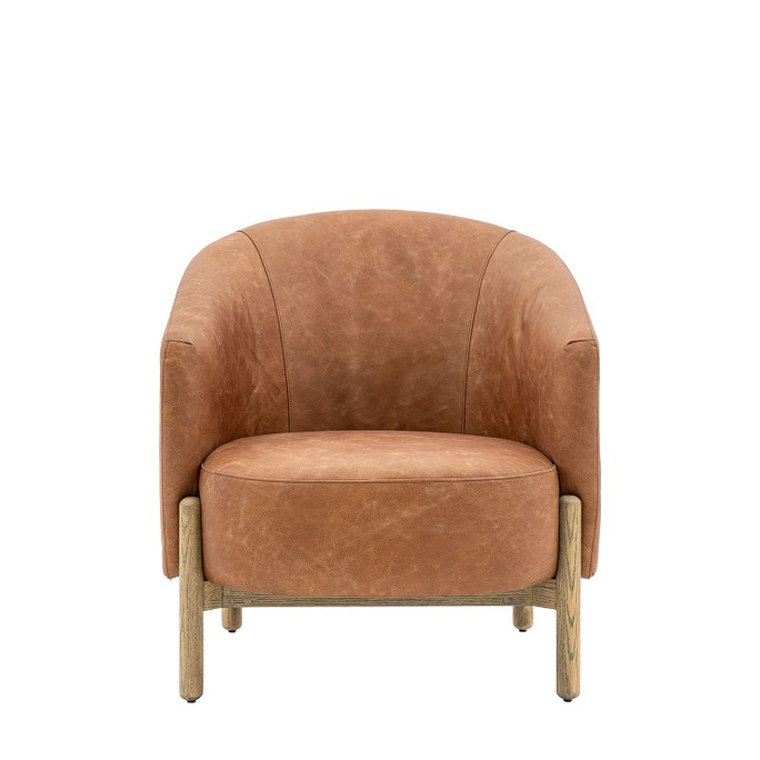 Gallery Direct Tindon Vintage Brown Leather Armchair – Modern