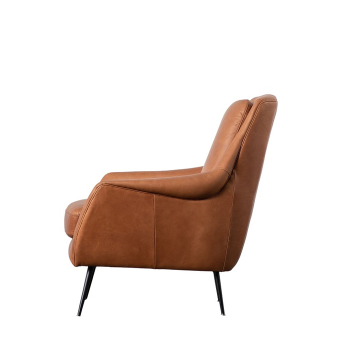 Gallery Direct Brompton Brown Leather Armchair – Modern Gallery Direct Brompton Brown Leather Armchair – Modern