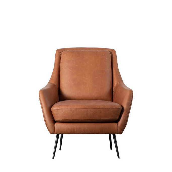 Gallery Direct Brompton Brown Leather Armchair – Modern Gallery Direct Brompton Brown Leather Armchair – Modern
