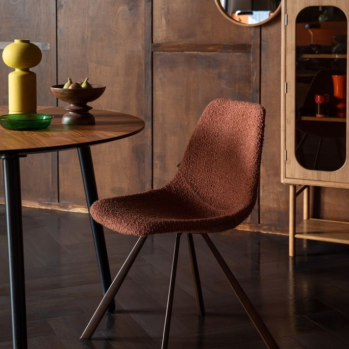 Bouclé Terracotta Dining Chair Franky
