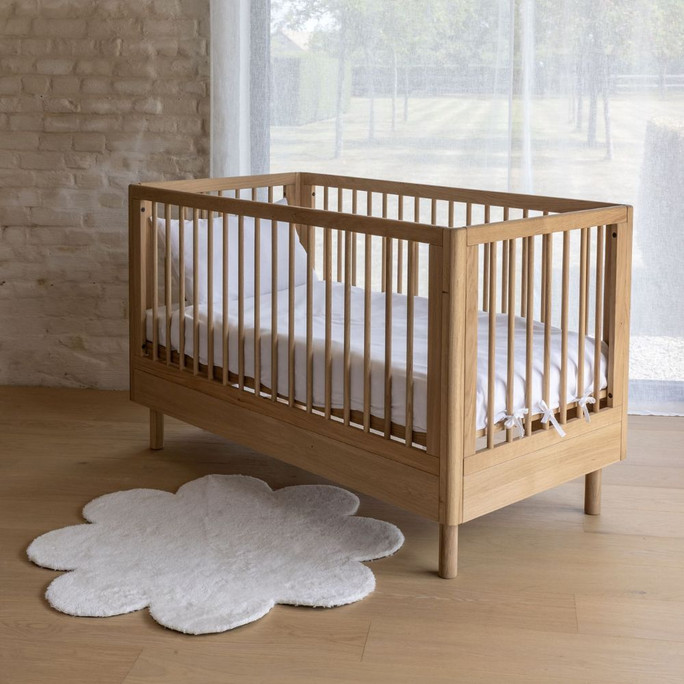 Solid Oak Premium Baby & Toddler Adjustable Cot Bed 70x140cm - Forrest