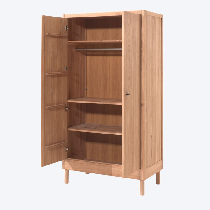 Modern Scandi Solid Oak Wardrobe 100 cm wide - Forrest Kids
