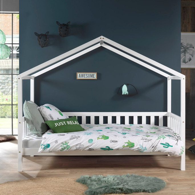 White House Bed Solid Wood Trendy Scandi Design 90x200cm Dallas