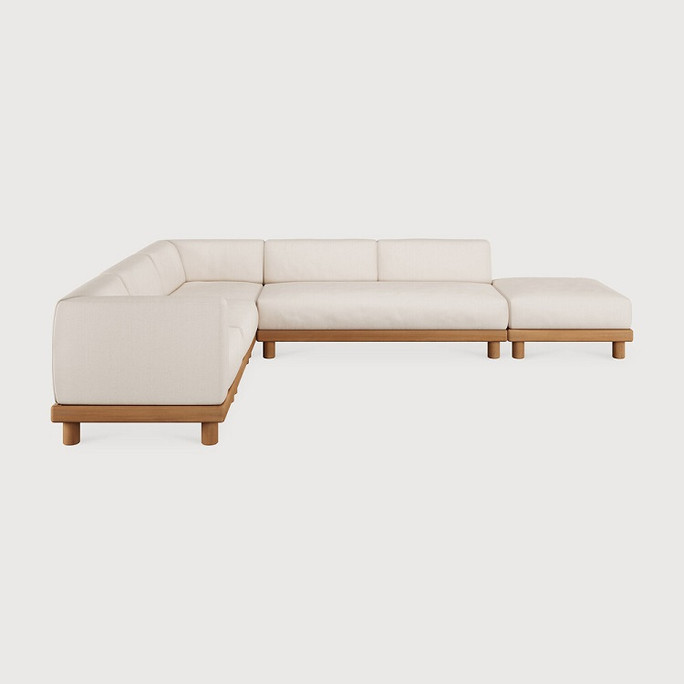 Ethnicraft Teak Monocle Outdoor White Modular Sofa Set 1 - Left