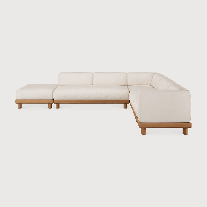 Ethnicraft Teak Monocle Outdoor White Modular Sofa Set 1 - Right