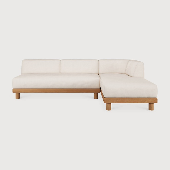 Ethnicraft Monocle Teak Outdoor White Modular Sofa Set 3 - Right