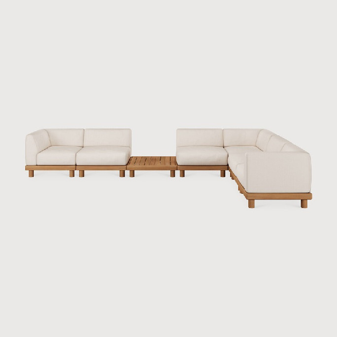 Ethnicraft Monocle Teak Outdoor White Modular Sofa Set 9 - Right