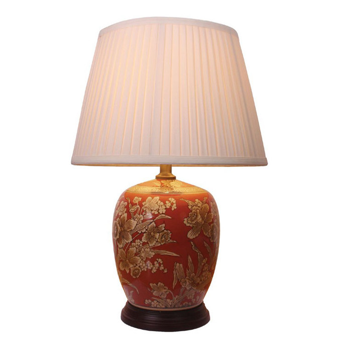 Pair of Oriental Table Lamps - Golden Daffodil