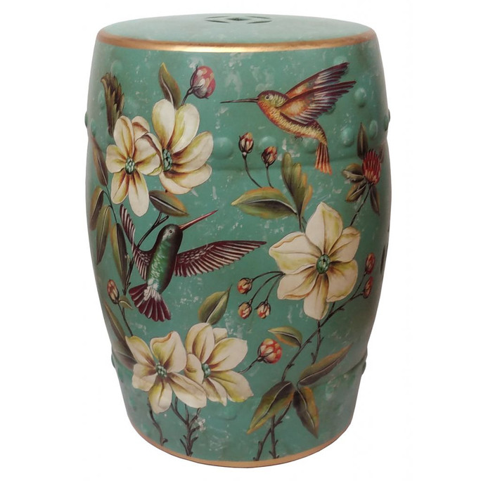 Oriental Humming Birds Porcelain Stool