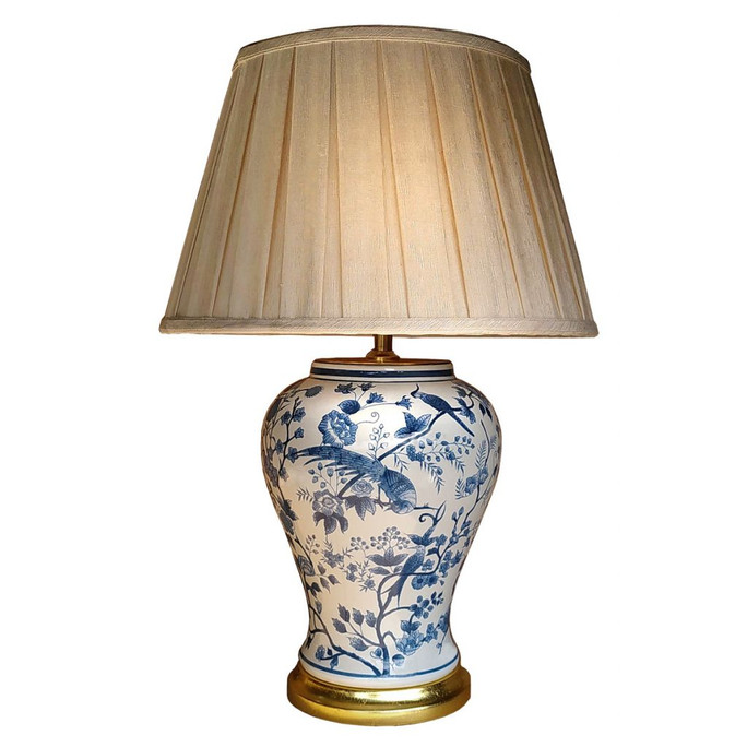 Pair of Oriental Vase Table Lamps - Tropical Birds