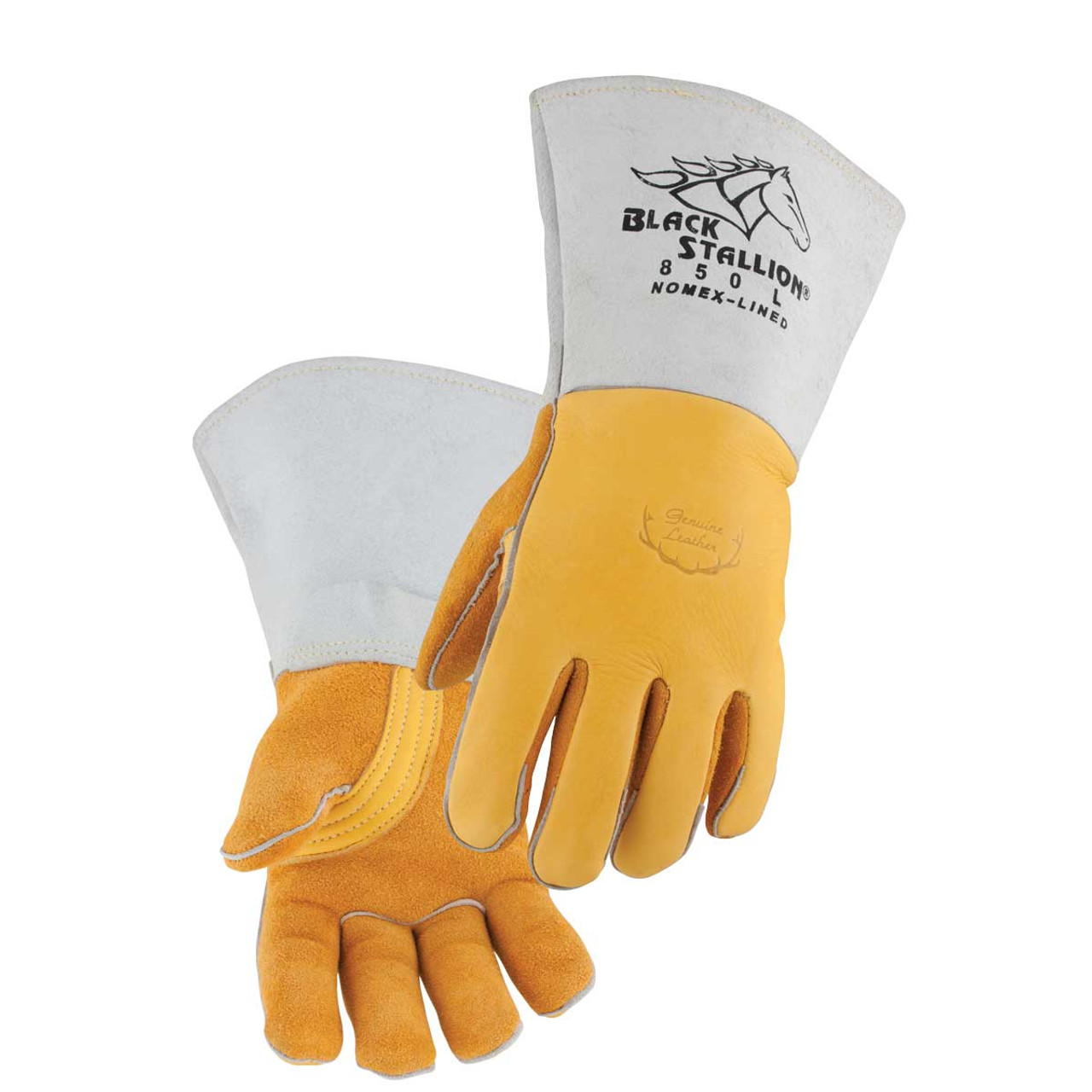 850 Elkskin Stick Glove with Nomex® Lined Back, Black Stallion