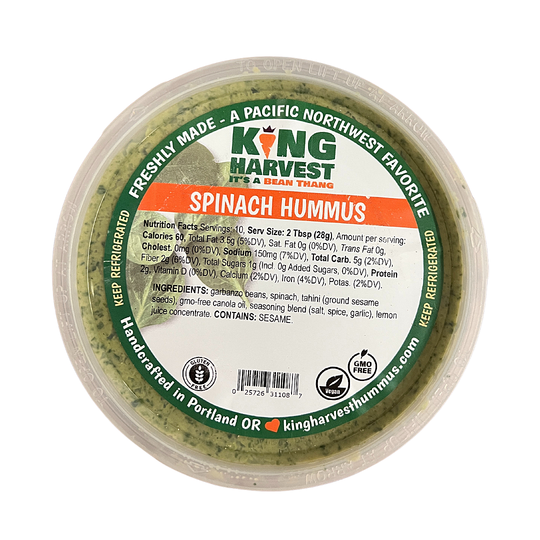 PFHUMSPIN10 King Harvest Spinach Hummus (10 OZ) Pacific Coast Fresh Co.