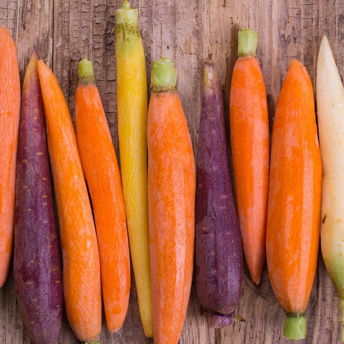 Peeled Baby Rainbow Carrot with Tops