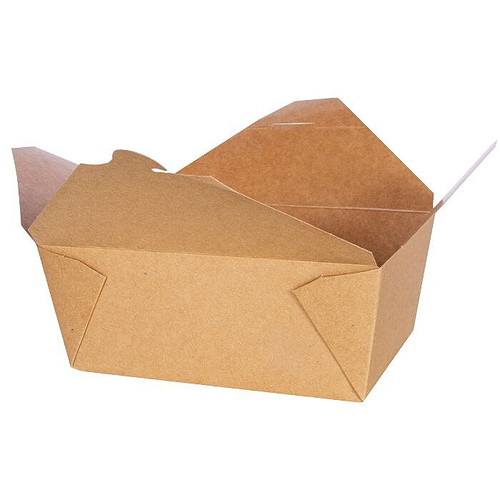 #4 Kraft Paper To Go Food Container Vented 96oz 8.5"x6.25"x3.5" 160ct